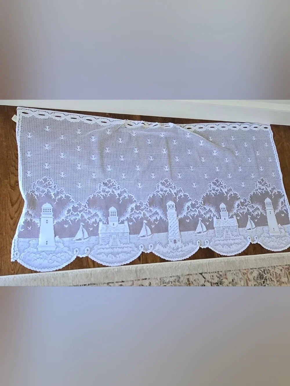 Heritage Lace Drop Tier Sheer White Lighthouse Curtains + Valance (3 PC)*